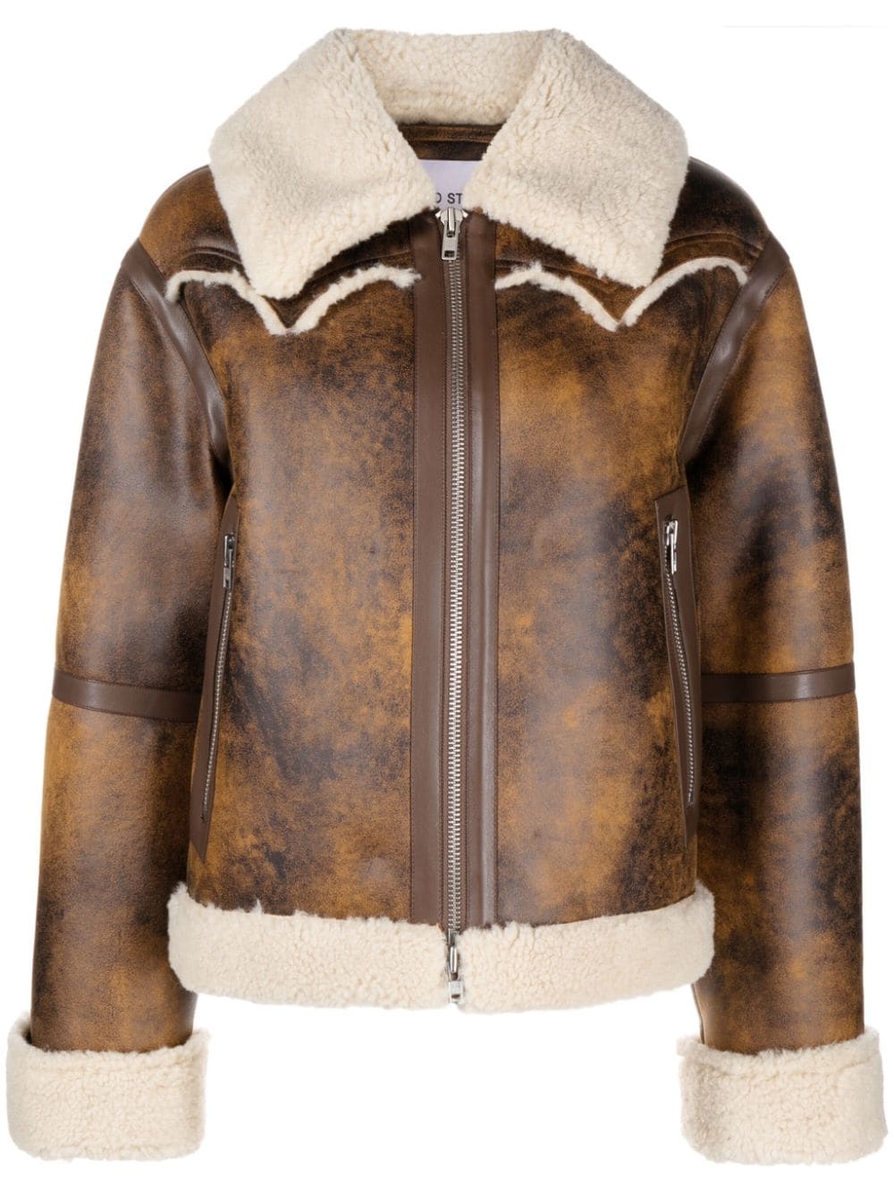 STAND STUDIO Jacke mit Besatz aus Faux Shearling - Braun von STAND STUDIO