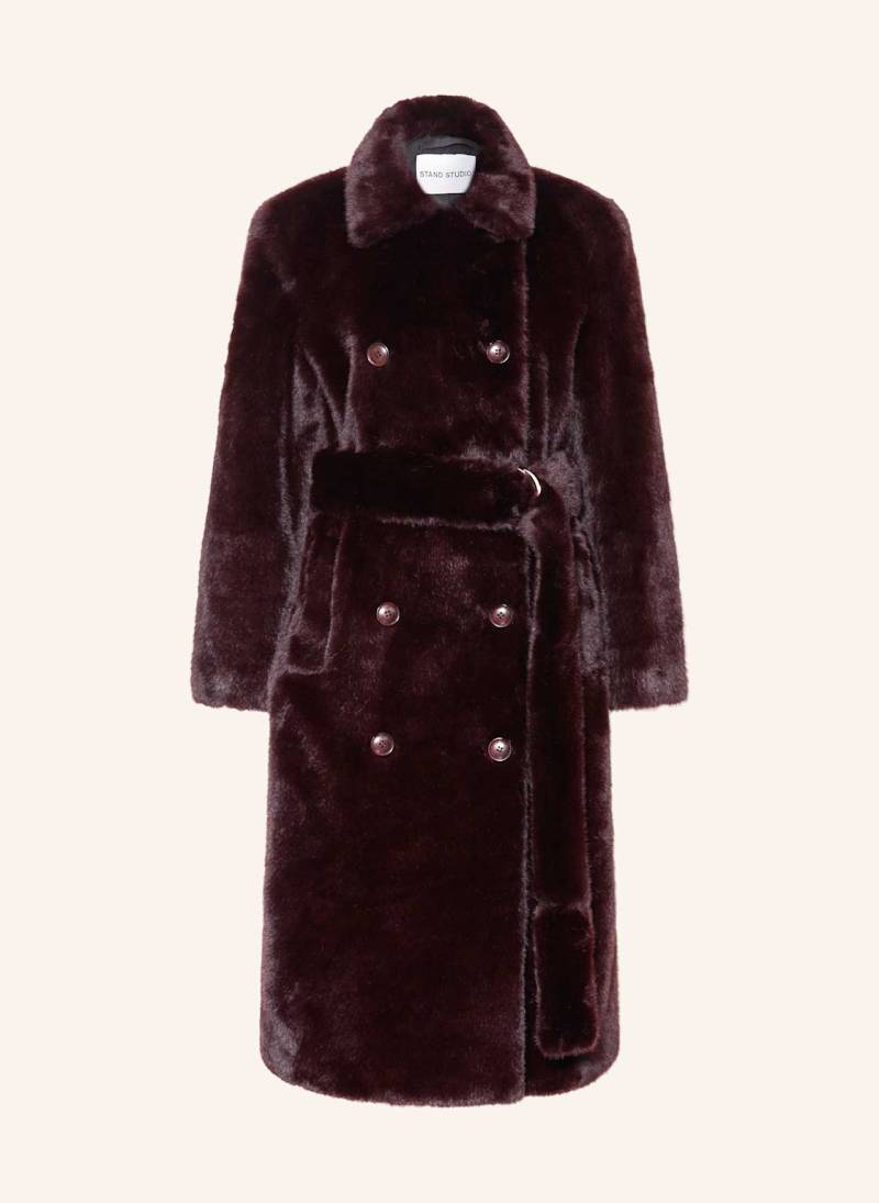 Stand Studio Kunstpelz-Mantel Jasmine rot von STAND STUDIO