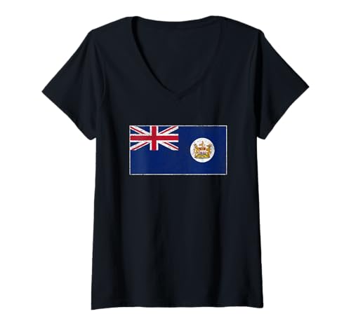 Damen Britische Flagge von Hongkong vor der Hand 1959–1997 Freiheit für HK T-Shirt mit V-Ausschnitt Damen Britische Flagge von Hongkong vor der Hand 1959–1997 Freiheit für HK T-Shirt mit V-Ausschnitt von STAND WITH HONG KONG TEES