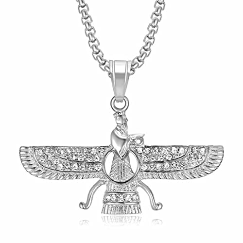 Klassischer persischer Zoroastrian Anhänger Halskette Set Strass Bling Hip Hop Anhänger Halskette Herren Religiöse Stil Amulett Schmuck Geschenk von STANG