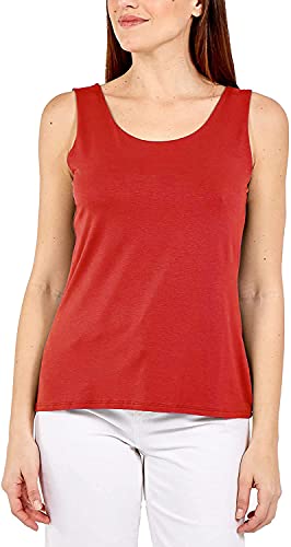 STAR FASHION Ärmelloses Top für Damen, U-Ausschnitt, einfarbig, gerippt, dehnbar, Tank-Top, super weich, für Sport, Fitnessstudio, 36-54, rot, 42-44 von STAR FASHION