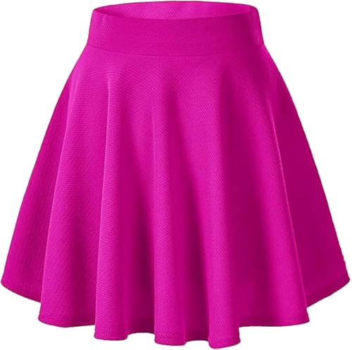 STAR FASHION Damen Basic Solid Versatile Stretchy Flared Casual Mini Skater Rock, fuchsia, M STAR FASHION Damen Basic Solid Versatile Stretchy Flared Casual Mini Skater Rock, fuchsia, M von STAR FASHION