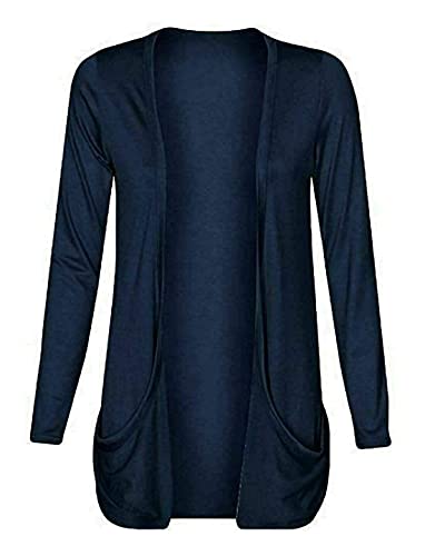 STAR FASHION Damen Cardigan mit offener Vorderseite, einfarbig, lange Ärmel, Stretch-Oberteil 36-54, Marineblau, 38-40 von STAR FASHION