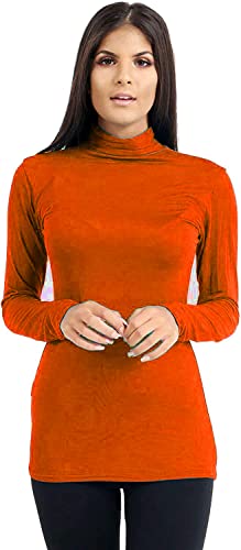 STAR FASHION Damen Polo Hals Rollkragen Turtle Neck einfach Pullover TOP Leichter Langarm pulloverr-Rost-38-40 von STAR FASHION