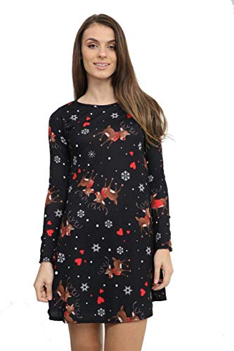 STAR FASHION Neues Frauen-Weihnachtsfest-Kleid Schneemann-Swing-Kleid-Neuheit-Druck-Skater-Weihnachtskleid-Geheimnis Damen Rudolph Love Theme 42-44 von STAR FASHION