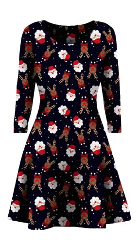 STAR FASHION Neues Frauen-Weihnachtsfest-Kleid Schneemann-Swing-Kleid-Neuheit-Druck-Skater-Weihnachtskleid-Geheimnis Damen Sf 0407 42-44 von STAR FASHION