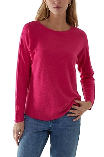 STAR FASHION Weicher Strickpullover für Damen, Rundhalsausschnitt, Winterkleidung, langärmelig, Feinstrickpullover, lässiger Pullover, Oberteil, Einheitsgröße 36-44, fuchsia, 8-16 von STAR FASHION