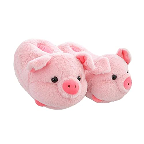 STAR FIRE Damen Hausschuhe Cartoon Tier Hausschuhe Erwachsene Warmes Plüsch Schuhe Schwein Hausschuhe (Pink Pig, adult, women, numeric_36, numeric_range, eu_footwear_size_system, numeric_42, medium) von STAR FIRE