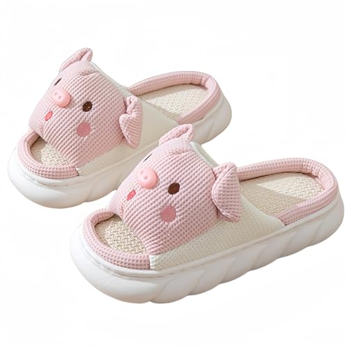 STAR FIRE Karikatur Tier Hausschuhe - Leinen, Kuh & Schwein Designs für Damen von STAR FIRE