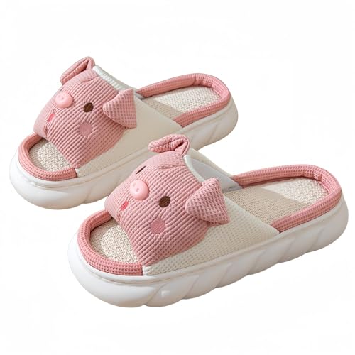 STAR FIRE Kaninchen Hausschuhe - Leinen, Erwachsene Karikatur Tier, Kuh, Schwein, Frauen zu Hause von STAR FIRE