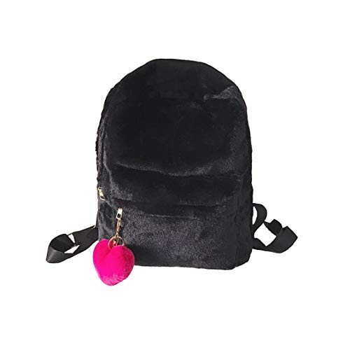 STAR FIRE Süßes Mädchen Liebe Plüsch Rucksack niedlichen Anhänger Rucksack (Schwarz) von STAR FIRE