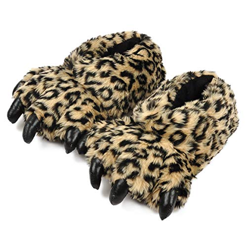 STAR FIRE Unisex Leopard Paw Hausschuhe Bärentatze Hausschuhe bequem warm (Khaki) von STAR FIRE