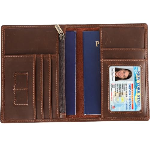 STAR VISTA Phoenix Leather Passport Holder, Full Grain Leather Travel Wallet- Slim, Bifold, RFID Blocking, ID Window, Coin Pocket, Card Slots, SIM Slots von STAR VISTA
