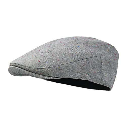 STARANCE Herren Baumwolle Flat Cap Ivy Gatsby Newsboy Hut Sommer Fahren Scally Cap Dünne Kappe, Grau meliert, 60 EU von STARANCE