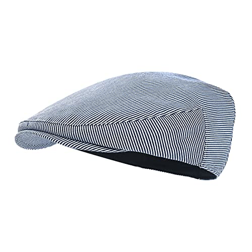 STARANCE Herren Mütze Ivy Gatsby Newsboy Baumwolle Sommer Driving Scally Cap dünn, Marineblau gestreift, 62 EU von STARANCE