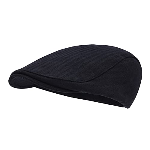STARANCE Herren Schiebermütze Wolle Tweed Driving Irish Newsboy Hut, Schwarz, Einheitsgröße von STARANCE