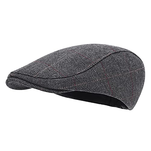 STARANCE Herren Schiebermütze Wolle Tweed Driving Irish Newsboy Hut, Plaid Grau, Einheitsgröße von STARANCE