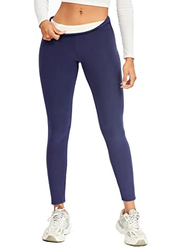 STARBILD Blickdicht Fleece Leggings mit Tasche für Damen, Warm Winter Thermo Hose Fitnesshose Gefütterte, F8410-bleu L von STARBILD