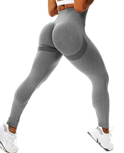 STARBILD Booty Boom Leggings Damen Po Push Up, Nahtlos Scrunch Butt Yogahose Blickdicht, Hohe Taille Seamless Hose Lang Geraffte, A2-Grigio S von STARBILD