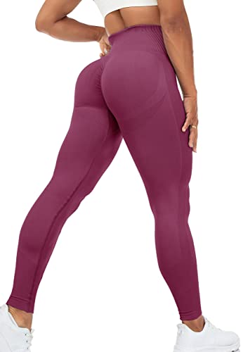 STARBILD Booty Boom Leggings Damen Po Push Up, Nahtlos Scrunch Butt Yogahose Blickdicht, Hohe Taille Seamless Hose Lang Geraffte, F7990-Rot M von STARBILD