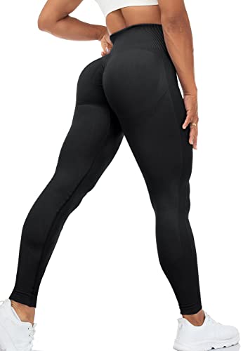 STARBILD Booty Boom Leggings Damen Po Push Up, Nahtlos Scrunch Butt Yogahose Blickdicht, Hohe Taille Seamless Hose Lang Geraffte, F7990-Schwarz S von STARBILD