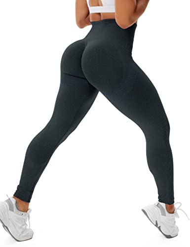 STARBILD Booty Boom Leggings Damen Po Push Up, Nahtlos Scrunch Butt Yogahose Blickdicht, Hohe Taille Seamless Hose Lang Geraffte, H4160-Dunkelblau M von STARBILD