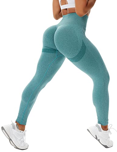 STARBILD Booty Boom Leggings Damen Po Push Up, Nahtlos Scrunch Butt Yogahose Blickdicht, Hohe Taille Seamless Hose Lang Geraffte, H4160-Dunkelgrün M von STARBILD