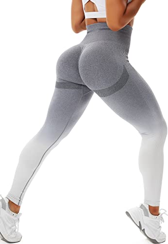 STARBILD Booty Boom Leggings Damen Po Push Up, Nahtlos Scrunch Butt Yogahose Blickdicht, Hohe Taille Seamless Hose Lang Geraffte, H5930-Grau Weiß S von STARBILD