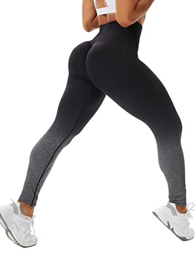 STARBILD Booty Boom Leggings Damen Po Push Up, Nahtlos Scrunch Butt Yogahose Blickdicht, Hohe Taille Seamless Hose Lang Geraffte, H5930-Schwarz Grau L von STARBILD