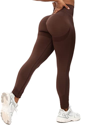 STARBILD Booty Boom Leggings Damen Po Push Up, Nahtlos Scrunch Butt Yogahose Blickdicht, Hohe Taille Seamless Hose Lang Geraffte, H6110-Braun L STARBILD Booty Boom Leggings Damen Po Push Up, Nahtlos Scrunch Butt Yogahose Blickdicht, Hohe Taille Seamless Hose Lang Geraffte, H6110-Braun L von STARBILD