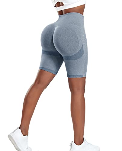 STARBILD Booty Boom Leggings Kurze Damen Sport Push Up, Nahtlos Scrunch Butt Yogahose Shorts Blickdicht, Hohe Taille Seamless Hose Sommer, R4760-Kurze-Blau XS von STARBILD