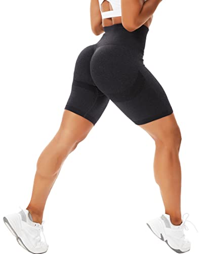 STARBILD Booty Boom Leggings Kurze Damen Sport Push Up, Nahtlos Scrunch Butt Yogahose Shorts Blickdicht, Hohe Taille Seamless Hose Sommer, R4760-Kurze-Dunkelgrau M von STARBILD