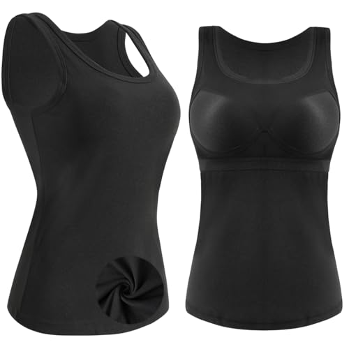 STARBILD Camisole Damen mit BH Integriert Wärmeversion Figurbetont Ohne Bügel Unterhemd Schwarz M von STARBILD