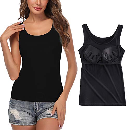 STARBILD Damen unterhemden & BH-Hemden mit Eingebauter Cups Tank Tops, Schwarz S von STARBILD