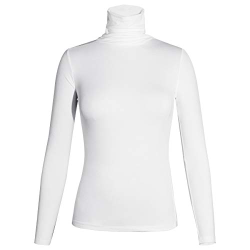 STARBILD Rollkragenpullover Damen Langarmshirt Turtleneck Basic Oberteile High Collar Pullover Slim Fit Top für Herbst und Winter Weiß XX-Large von STARBILD