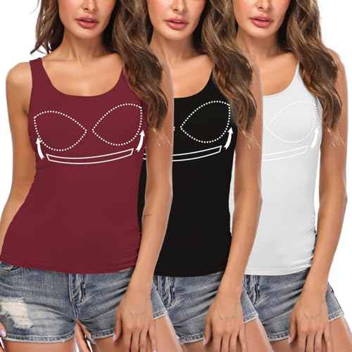 STARBILD Damen Unterhemd BH-Hemd Basic U-Ausschnitt Eingebauter BH Bügelloser Gepolstert Tank Tops von STARBILD