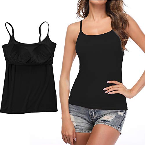 STARBILD Unterhemden & BH-Hemden für Damen Trägertop Damen Tank Top Dehnbar mit Verstellbare Träger Unterhemd, Schwarz 2XL von STARBILD