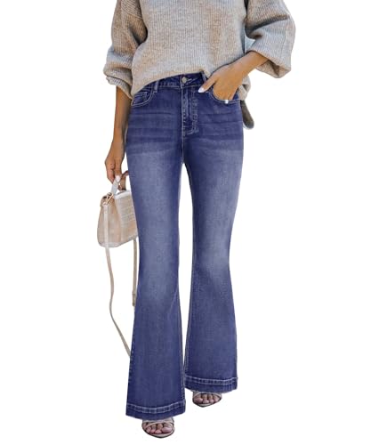 STARBILD Flared Leg Fit Jeans mit Schlag Damen, High Waist Ausgestellte Jeanshose mit Tasche Eleganz, Klappentasche - Blau M von STARBILD