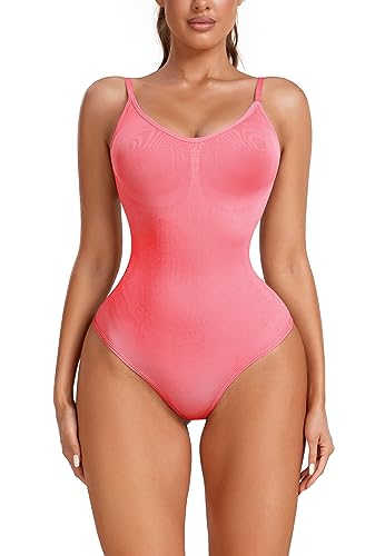 STARBILD Formend Body für Damen, Shapewear Tanga Verstellbarer Schultergurt, Bodysuits Bauchweg Sculpting, H9840 Rosa XS von STARBILD