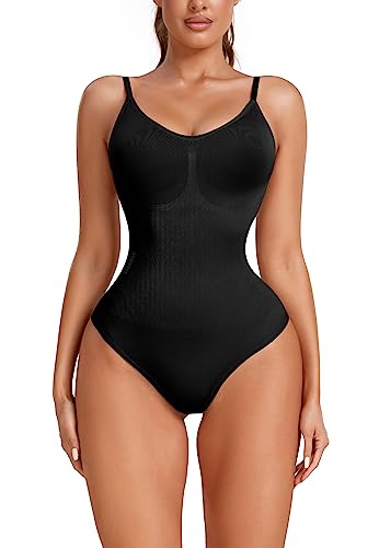 STARBILD Formend Body für Damen, Shapewear Tanga Verstellbarer Schultergurt, Bodysuits Bauchweg Sculpting, H9840 Schwarz L von STARBILD