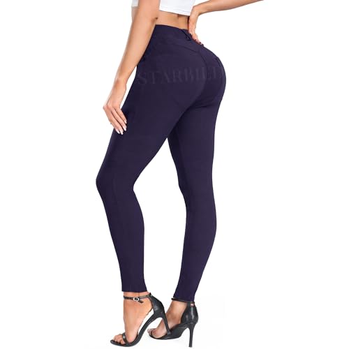 STARBILD Jeans Damen Stretch Slim Fit, High Waist Leggings Push Up, Jeggings Y2k Hose Skinny Mädchen, Push Up - Blau L von STARBILD