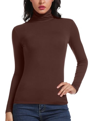 STARBILD Rollkragenpullover Damen Langarm Shirt Turtleneck Basic Oberteile High Collar Pullover Slim Fit Top für Herbst und Winter Braun Large STARBILD Rollkragenpullover Damen Langarm Shirt Turtleneck Basic Oberteile High Collar Pullover Slim Fit Top für Herbst und Winter Braun Large von STARBILD