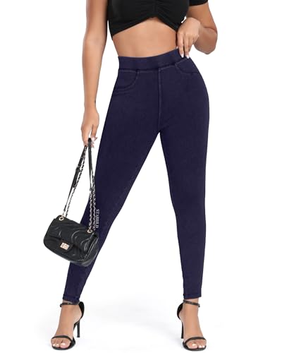STARBILD Skinny Jeans Damen Scrunch Butt, Slim Fit Leggings Push Up, Jeggings Stretch Hose High Waist, Scrunch Butt - Dunkelblau S von STARBILD
