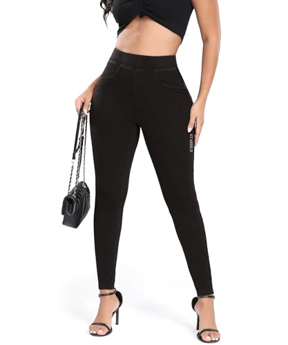 STARBILD Skinny Jeans Damen Scrunch Butt, Slim Fit Leggings Push Up, Jeggings Stretch Hose High Waist, Scrunch Butt - Schwarz S von STARBILD