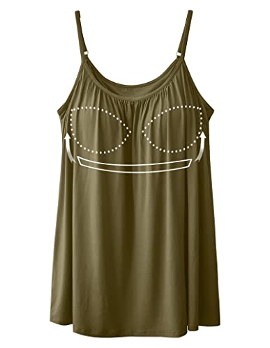 STARBILD Spaghetti Top Damen Top Mit Breiten Trägern Unterhemd BH-Hemd Basic Tank Tops U-Ausschnitt Oberteile Bequeme Frauen Shirt Lang Sommer Shirts Top Grün L von STARBILD