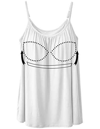 STARBILD Spaghetti Top Damen Top Mit Breiten Trägern Unterhemd BH-Hemd Basic Tank Tops U-Ausschnitt Oberteile Bequeme Frauen Shirt Lang Sommer Shirts Top Weiß 2XL von STARBILD