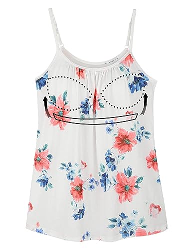 STARBILD Spaghetti Top Damen Top Mit Unterhemd BH-Hemd Basic Tank Tops U-Ausschnitt Oberteile Bequeme Frauen Shirt Lang Sommer Shirts Top Floral Print XL von STARBILD