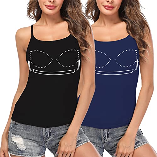 STARBILD Unterhemden Damen 3 Stück BH-Hemd Spaghettiträger Basic Top Unterhemd Verstellbarer Spaghetti Strap Cami BH Bügelloser Gepolstert Tank Tops von STARBILD