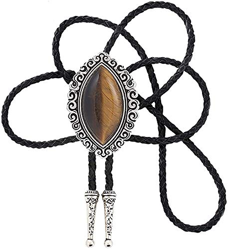 STARBRILLIANT Western Cowboy Krawatte Für Herren Indianer Bolo Krawatte Schwarz Handarbeit Rodeo Texas Krawatte Mit Naturstein（brown） von STARBRILLIANT