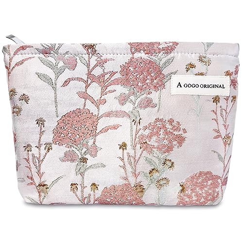 STARDW Kosmetiktasche mit Blumenmotiv für Damen und Mädchen, Reise-Make-up-Tasche, große Kapazität, Canvas-Make-up-Tasche, Make-up-Organizer-Tasche mit Reißverschluss, Pusteblume Rosa, Große Kapazität von STARDW